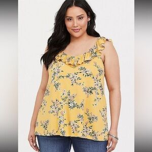 Torrid Floral Ruffle Shoulder Tank Top